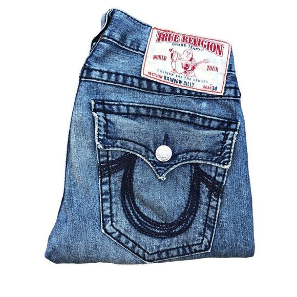 True Religion Jeans Size 32 RAINBOW BILLY Blue - Picture 5 of 9